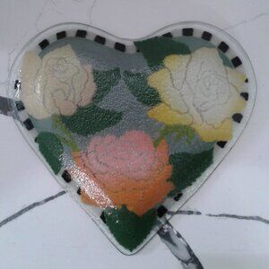 Peggy Karr 3 Roses Heart Shape Plate/Dish